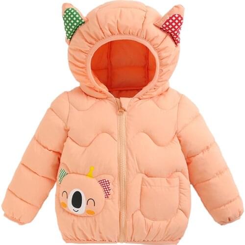Kids Baby Girls Jacket Boys Coat 2021 New Cute Cartoon Design Hooded Thick Warm Outerwear Children Winter Down Cotton Jacket