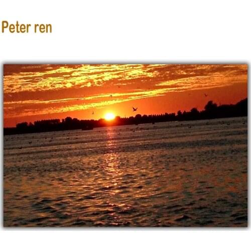 Diy Diamond painting cross stitch diamond embroidery landscape 5d Square/Round diamond Mosaic Rhinestone Sunset sea petrel