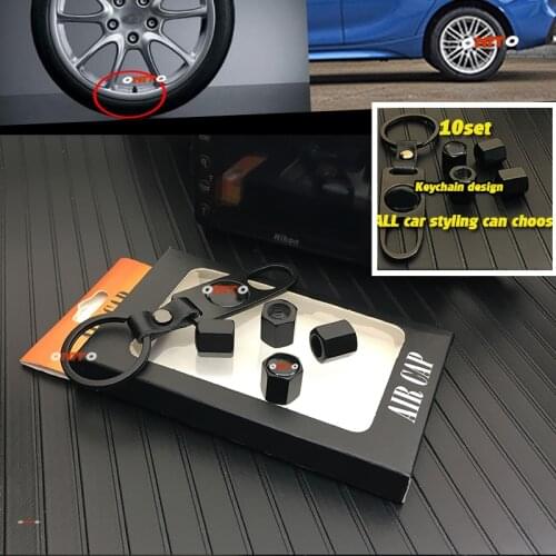 For all car accessories 10set Auto Accessorie Car Tire Valve Caps Leather Keychain car decoration