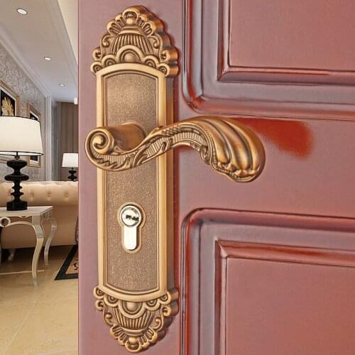 European style indoor Bedroom door lock Aluminum alloy door handle Bathroom wood door lock door handle