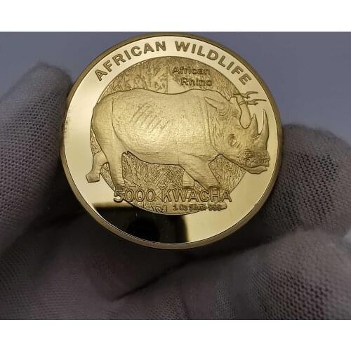 2015 Zambia Republic 1oz.999 African Rhinoceros Kwacha Gold Animal Commemorative Coin Collection