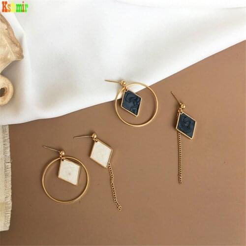 Kshmir New round asymmetrical earrings womens oil drop earrings simple tassel earrings fashion jewelry 2021