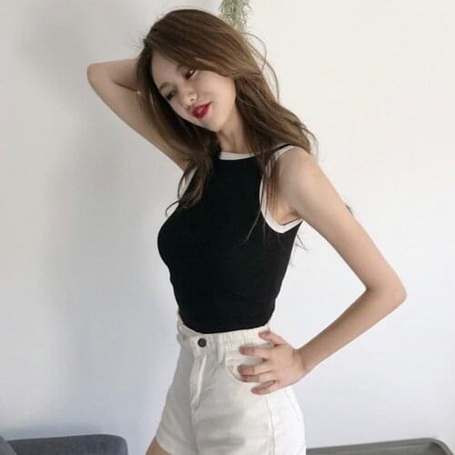 Daxin Summer Women Sexy Tanks Low Cut O-Neck Slim Camis Tops leeveless Night Club Streetwear Vest Female Crop Top Ladies Camis