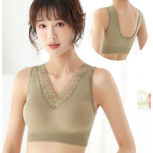 2021 Summer Plus size Beautiful Back Bra High Elastic V-neck Lace Nude Ammonia Wrapped Chest Tube Top Underwear Women