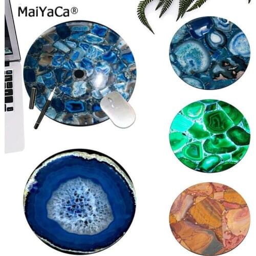 Maiyaca Simple Design Teal Agate marble Silicone round mouse Pad to Mouse Game Anti-Slip Laptop PC Mice Pad Mat gaming Mousepad