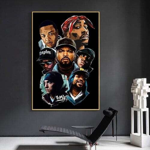 Tupac Music Posters and Prints West Coast Hip Hop Rapper Canvas Painting Wall Art 2PAC Picture Boys Room Decoration Pictures