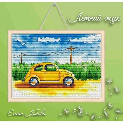 Embroidery Cross Stitch Kit Needlework DIY DMC Counted Cross Stitch Kits Midsummer Small Things Summer Beetle Car 35-28