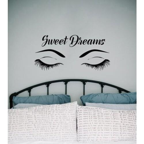Close Eyes Wall Stickers Quotes Sweet Dreams Decal Vinyl Bedroom Applicable Adhesive Girls Room Wall Decals Houseware DIY SYY462