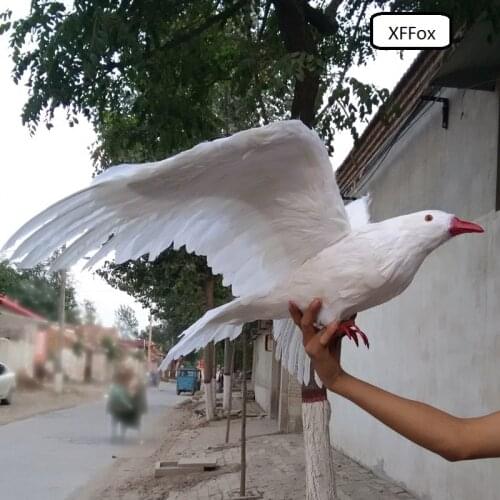 New real life white pigeon model foam&feather big wings dove bird doll about 45x70cm xf0055