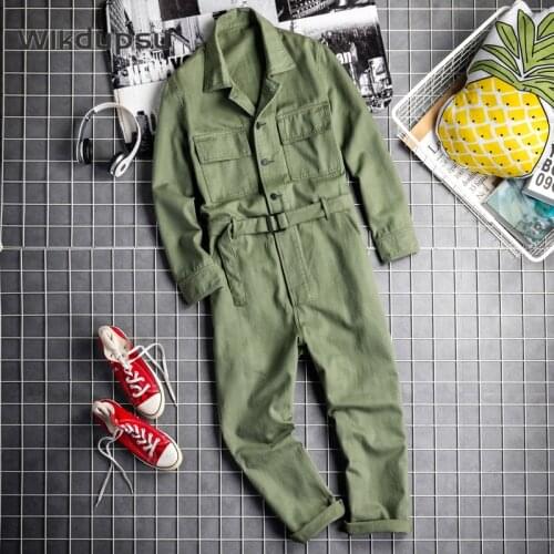 2021 New Mens Hip Hop Cargo Jumpsuit Fashion Black Green Joggers Overalls Multi Pockets Work Rompers Streetwear Korean Clothes