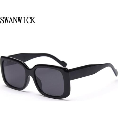 Swanwick square polarized sunglasses for men TR90 thick big frame sun glasses women driving black yellow fashion style UV400