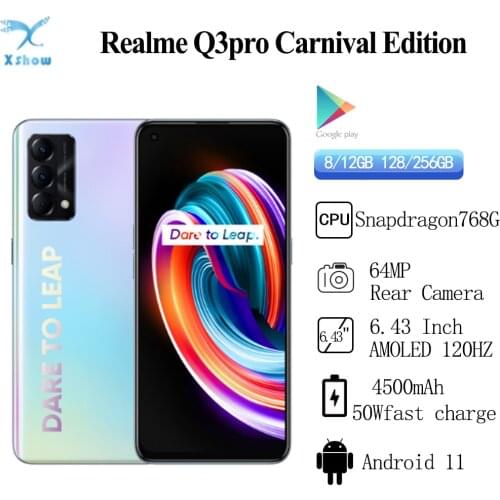 Original realme Carniva Edition Q3 Pro 5G Snapdrgon 768G Mobile Phone 128GB 6.43"AMOLED 120Hz 30W Fast Charge 64MP OTA