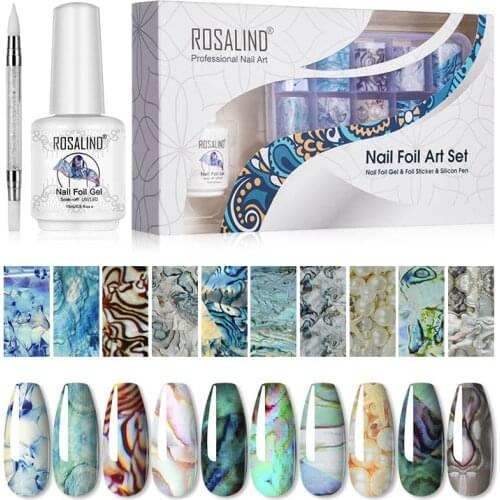 Rosalind Transfer Gel Nail Polish Nail Foil Sticker Set Nail Art Decorations Kit Manicure DIY Varnish Hybrid Nail Decorate TSLM1