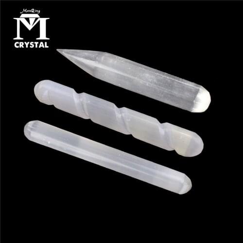 Drop shipping selenite quartz crystal massage stick point healing natural gem mineral specimen collection