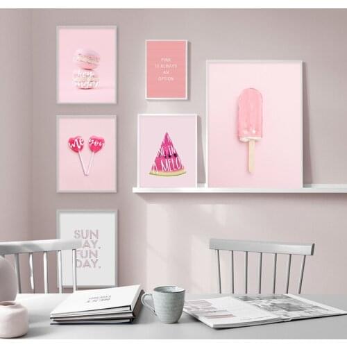 Pink Summer Candy Ice Cream Posters And Prints Paintings For Living Room Wall Oil Paintings Canvas Abstract Painting Decoration