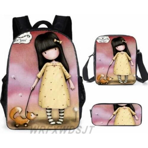 Backpack 3 Pieces/set Teens School Bag Trendy And Casual All-match Large-capacity Backpack Letter Print Bags