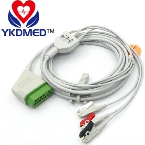 Compatible with NIHON KOHDEN brand patient monitor 12pins one-piece patient cable with 3 leads ,ecg medical accessories
