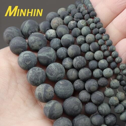 MINHIN Dark Green Jaspers Matte Natural Stone Beads For DIY Jewelry Making Round Loose Spacer Beads DIY Bracelet 4/6/8/10/12MM