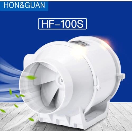 Hon&Guan 4'' Silent Inline Duct Fan Kitchen Hood Ventilation Outlet Exhaust Ventilator Bathroom Air Extractor Booster HF-100S