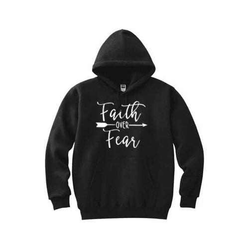 Faith Over Fear Printing Hoodies Woman Fleece Sweatshirt Woman Long Sleeve Pullover Female Top Drop Shipping