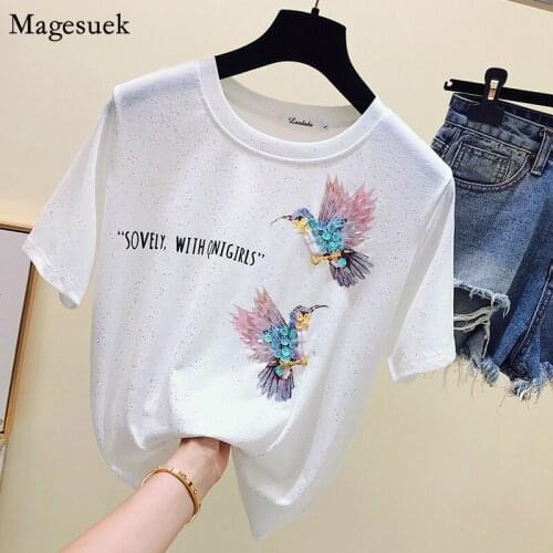 New Plus Size Summer Print Female T-shirt Short Sleeve Korean Womens T-shirts Fashion Casual White Tees Tops Female Blusas 4911