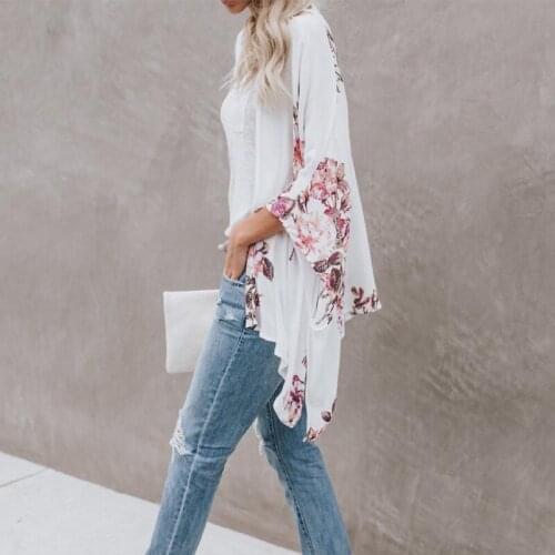 Mulheres Casuais Cardigan Quimono Do Vintage Senhoras 2019 Novo VerAo Longo De CrochE Chiffon Kimono preto Solto flora