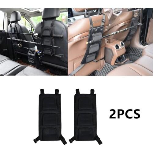 2pcs Fishing Rod Holder Car Seat Fishing Rod Rack Set For Vehicle Backseat Holds 3 Poles Auto Organizer Adjustable Fixing Belt