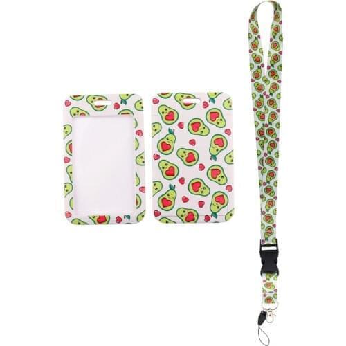 24pcs/lot MD964 DMLSKY Creative Avocado Buckle Lanyard Keychain Lanyards for keys Badge Phone Rope Neck Straps Accessories