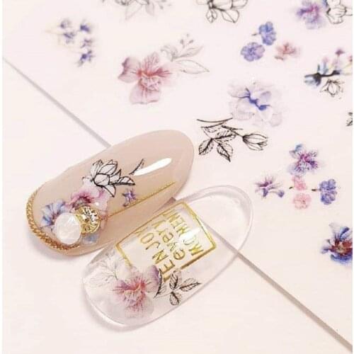 3d nail decal HANYI-264 FLOWER DESIGNS COOL 3d nail art stickers decal template diy nail tool decorations