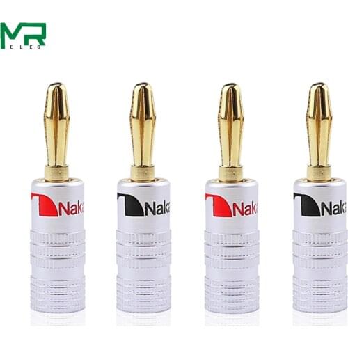 4pcs Banana Connector 4mm Nakamichi Speaker banana plugs 24K Copper gold plated 4mm Banana