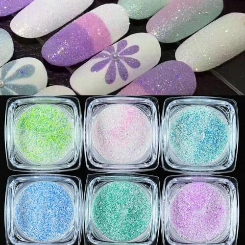 6Box/set Shining Sugar Nail Glitter Candy Powder Sugar Coating Powder Nail Pigment Chrome Glitter 2g Nail Art Decorations Dust
