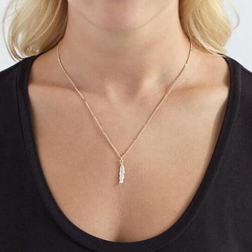 6pcs/lot latest fashion jewelry accessories gold filled metal feather pendant necklace