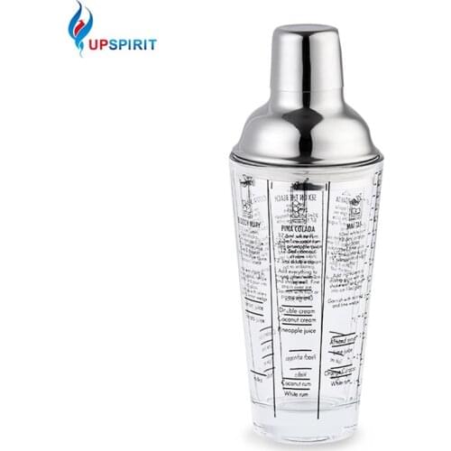 UPSPIRIT Glass Cocktail Shaker Manual Boston Shaker With Measurement Wine Martini Mixer For Bartender Party Bar Shaker Tools