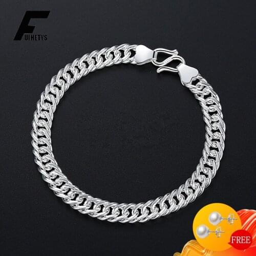 Trendy 925 Silver Jewelry 6mm Men Bracelet Fashion Male Couple Bracelets Gift Accessories for Wedding Engagement Party Wholesale