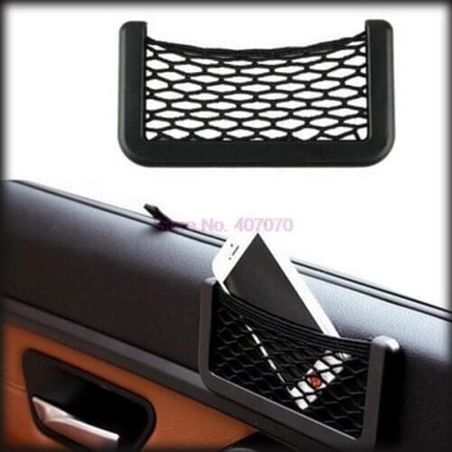 By DHL or Fedex 100pcs New Black Car Net Organizer Pockets Car Storage Net 15X8cm Automotive Bag Box Adhesive Visor Car Bag