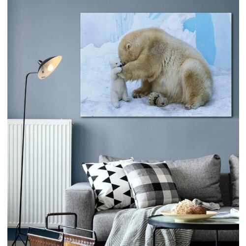 Wild animal bear mother love DW27 Room home wall modern art decor wood frame poster