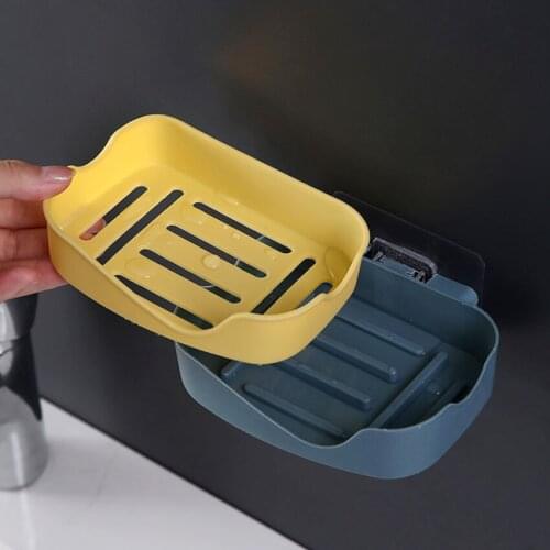 1PC Double-layer Soap Box Drain Soap Holder Soap Dish Soap Saver Suction Cup Shelf Wall Mounted Draining Organizer Tray Bathroom