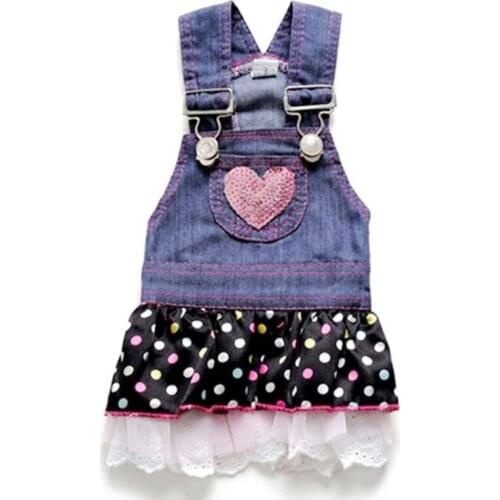 Dog Dress Denim jackets With Lace Skirt Autumn And Winter Denim Coat Pet Clothes For Dogs Cats Dog Clothes Jeans Cat Clothing