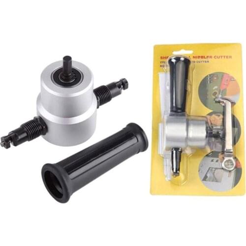 Double Head Electric Scissors Metal Iron Cutting Sheet Nibbler Cutter Tool Saw Drill Attachment 360 Degree Positioning Drilling