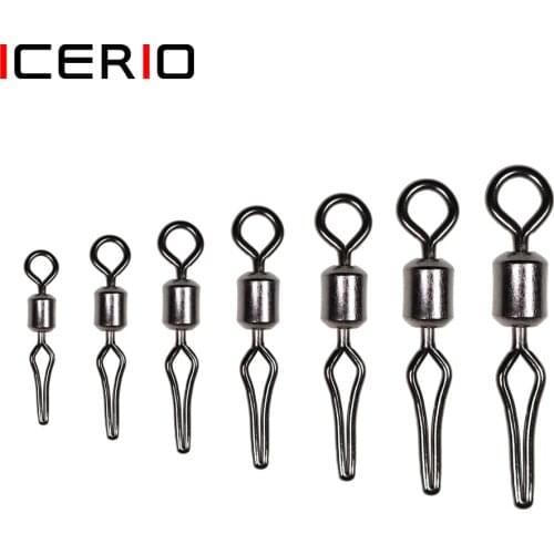 100pcs)Swivel with side line clip fishing tackle fishhooks and crap fishing connector fishing swivels with snap