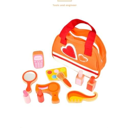 Toy Woo Wooden Toy Girls Baby Pretend Play House Simulation Toys Suit Cosmetics Bag Toys Educational Girls Gift