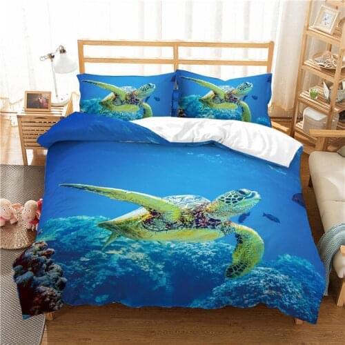 Turtle print duvet cover set queen 3d bedding set twin size lifelike bedclothes with pillowcase adult and child bedding