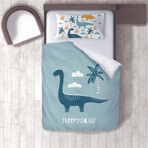 Duvet Cover Set Bedding Set Pillow Case for Baby and Kids Room 3D Printed Dinosaur Palm Green Model 023