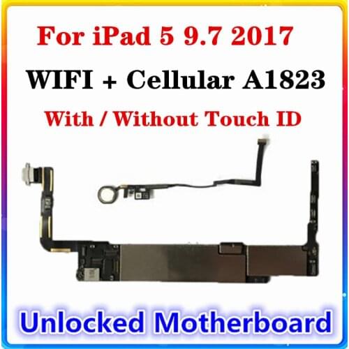 For iPad 5 9.7 2017 WIFI Cellular A1823 Motherboard 32G 64G 128G Original Replaced IOS Install Clean Main Board Black/White/Gold