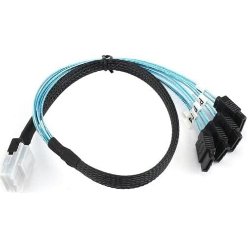 Mini SAS 4i SFF-8087 36P 36-Pin Male To 4 SATA 7-Pin Splitter Adapter Cable 0.5M Connecter Support for 10 GBPs Band