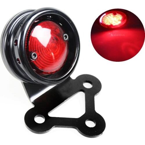 Upgrade Motorcycles Retro Style Drilled Billet Aluminum LED Tail Light Cafe Racer Bobber Universal Brake Plate llumination