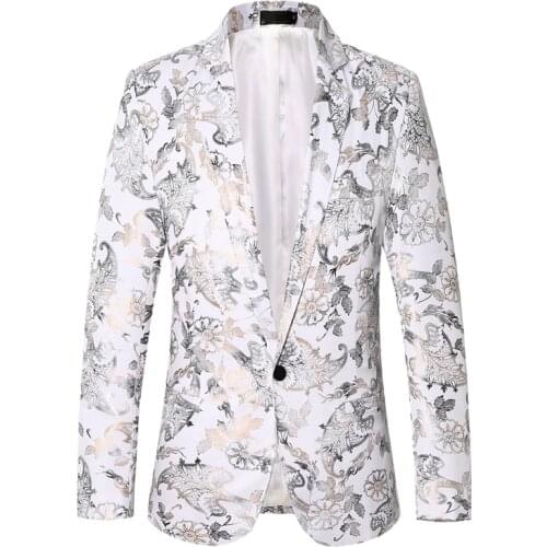 Men Stylish Single-Breasted Printing Suit Jacket Autumn / Winter Party Wedding Banquet Nightclub Singers Blazer Plus Size 5Xl