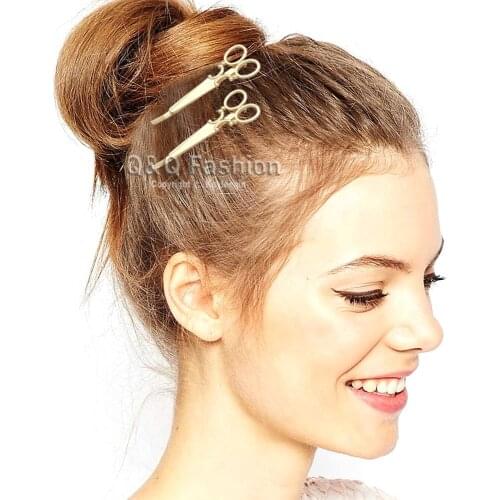 Pack of 2 Scissors Dressmaker French Updo Hair Dress Snap Barrette Pin Clip Jewelry New