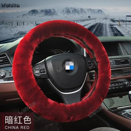 Pure wool car steering wheel cover leather wool one universal short plush cute handlebar cover CD50 Q03