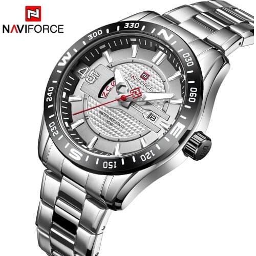 NAVIFORCE Men Watch Quartz Stainless Steel Waterproof Watches Men Luxury Brand Mens Wrist Watch Man Date Week Relogio Masculino